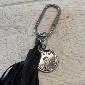 Tylie Malibu Black Tassel Keychain bag charm black suede